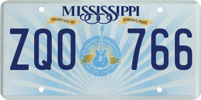 MS license plate ZQO766