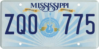 MS license plate ZQO775