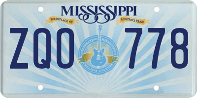 MS license plate ZQO778
