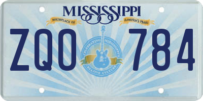MS license plate ZQO784