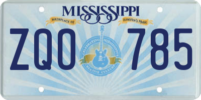 MS license plate ZQO785