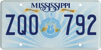 MS license plate ZQO792