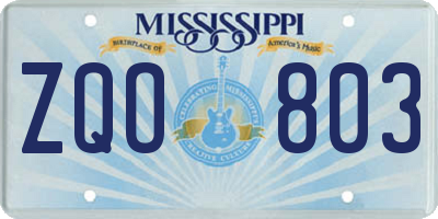 MS license plate ZQO803