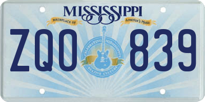 MS license plate ZQO839