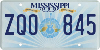 MS license plate ZQO845