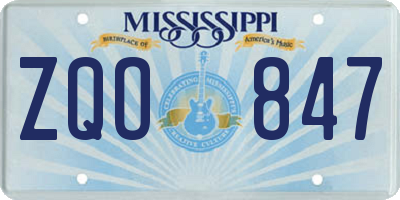 MS license plate ZQO847