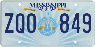 MS license plate ZQO849