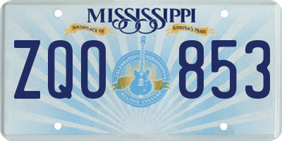 MS license plate ZQO853