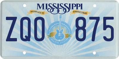 MS license plate ZQO875