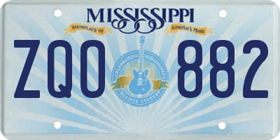 MS license plate ZQO882