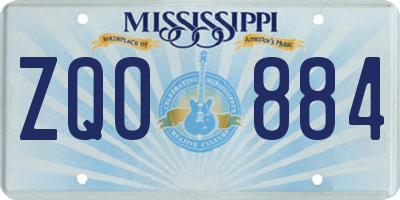 MS license plate ZQO884