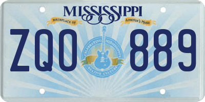 MS license plate ZQO889
