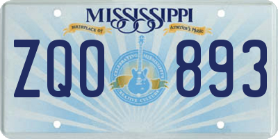MS license plate ZQO893