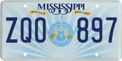 MS license plate ZQO897