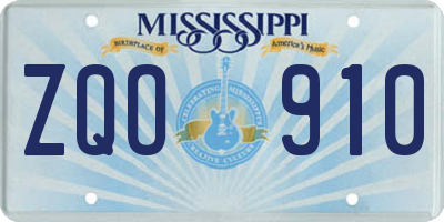 MS license plate ZQO910