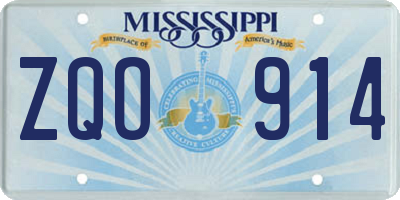 MS license plate ZQO914