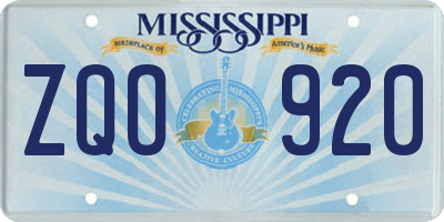 MS license plate ZQO920