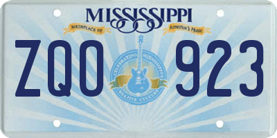 MS license plate ZQO923