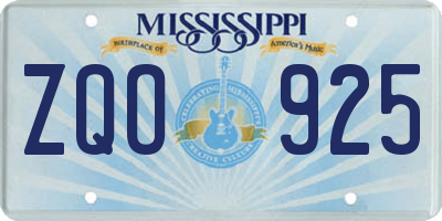 MS license plate ZQO925