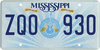 MS license plate ZQO930