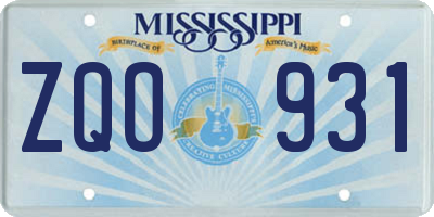 MS license plate ZQO931