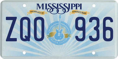 MS license plate ZQO936