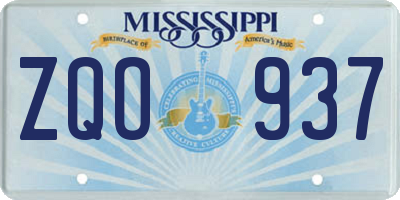 MS license plate ZQO937