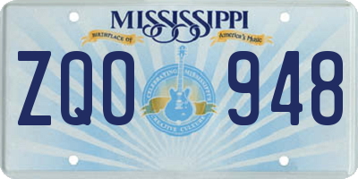 MS license plate ZQO948