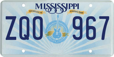 MS license plate ZQO967