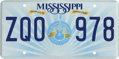 MS license plate ZQO978