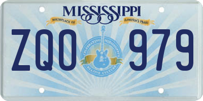 MS license plate ZQO979