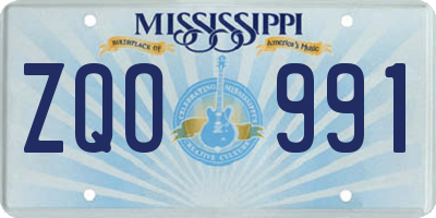 MS license plate ZQO991