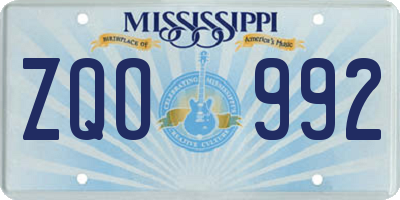 MS license plate ZQO992