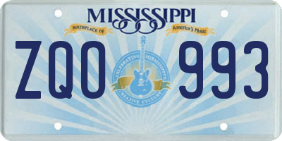 MS license plate ZQO993