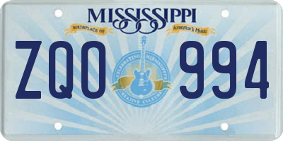 MS license plate ZQO994