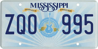 MS license plate ZQO995