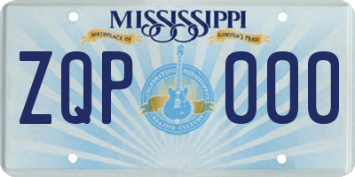 MS license plate ZQP000
