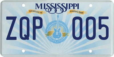 MS license plate ZQP005