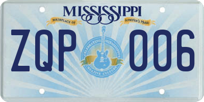 MS license plate ZQP006