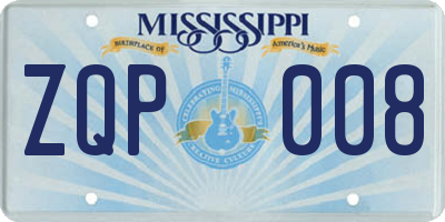 MS license plate ZQP008