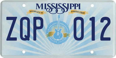 MS license plate ZQP012
