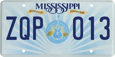 MS license plate ZQP013