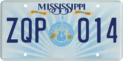 MS license plate ZQP014