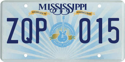 MS license plate ZQP015