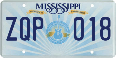 MS license plate ZQP018