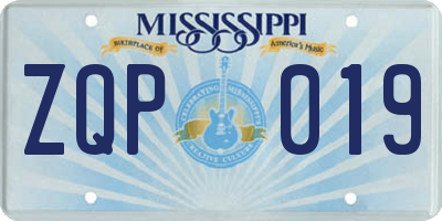 MS license plate ZQP019
