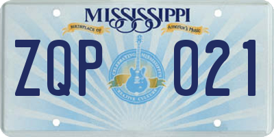 MS license plate ZQP021