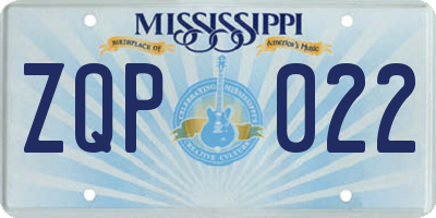 MS license plate ZQP022