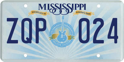 MS license plate ZQP024