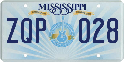 MS license plate ZQP028